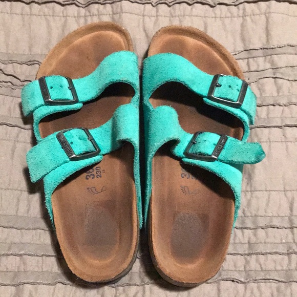 mint green birkenstocks